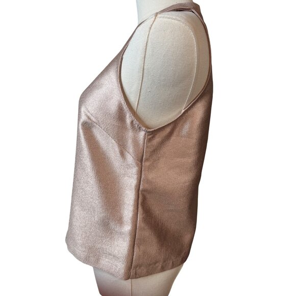Zara Basic Collection WomensSleeveless Top Metallic Bronze Small Polyester/Visco - Picture 5 of 13